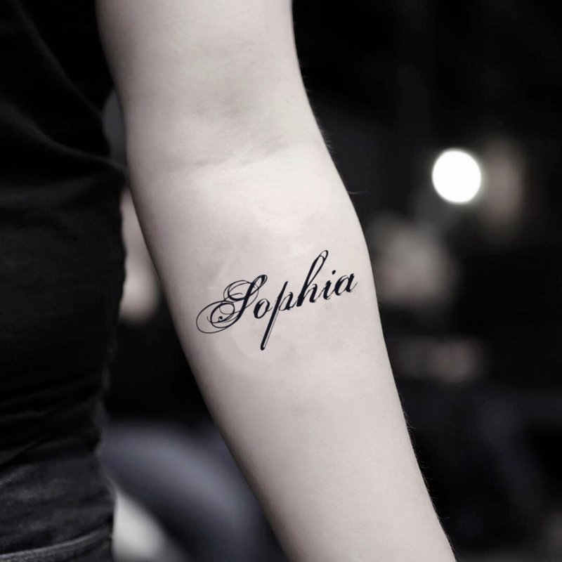 OhMyTat 索菲亚 Sophia 英文名字刺青图案纹身贴纸 (2 张) - 纹身贴 - 纸 黑色