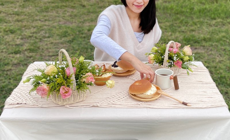 【鲜花篮2盆组】餐桌摆设 I 野餐 I 露营 - 植栽/盆栽 - 植物．花 粉红色