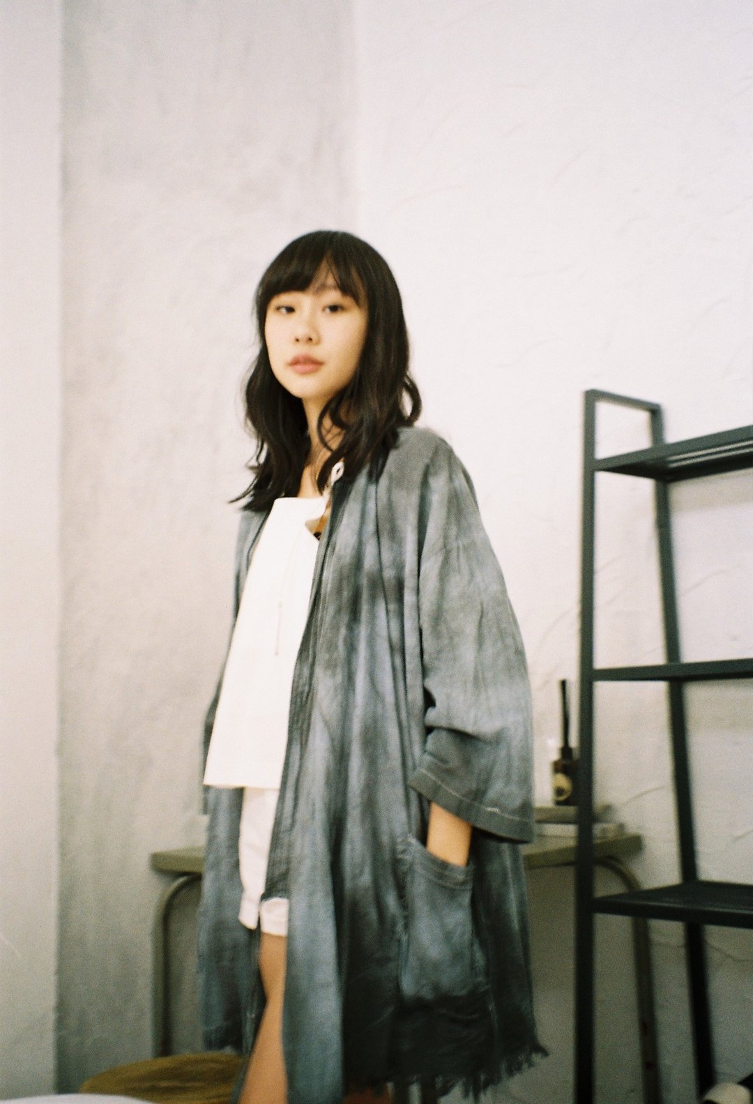 TIE DYE KIMONO - 女装上衣 - 棉 灰色