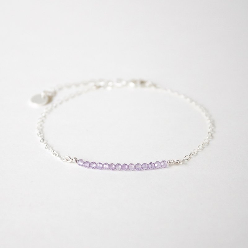 简约淡紫色紫水晶配925银手链 // 二月份生日石 - 手链/手环 - 宝石 紫色