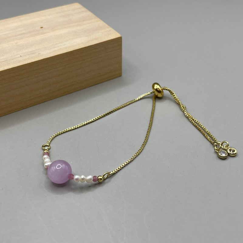 玖瑶.紫锂辉+天然珍珠, 低调气质 14K注金手链,文创手作  | 元 - 手链/手环 - 玉石 