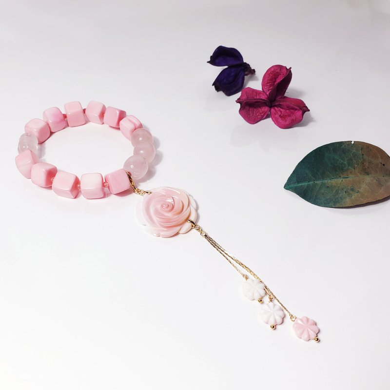 女皇贝 玫瑰 粉晶 金刚杵 苹果 智慧 平安 桃花 手链 单品 礼物 - 手链/手环 - 宝石 粉红色