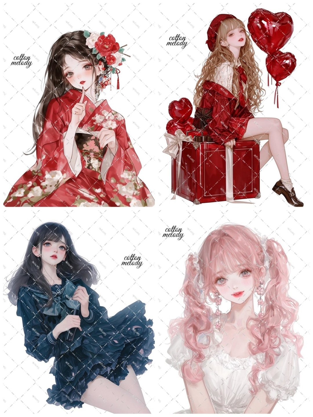 顽皮狗狗组合 / compact set / 25种设计各3张 / 人物贴纸 - 贴纸 - 纸 多色