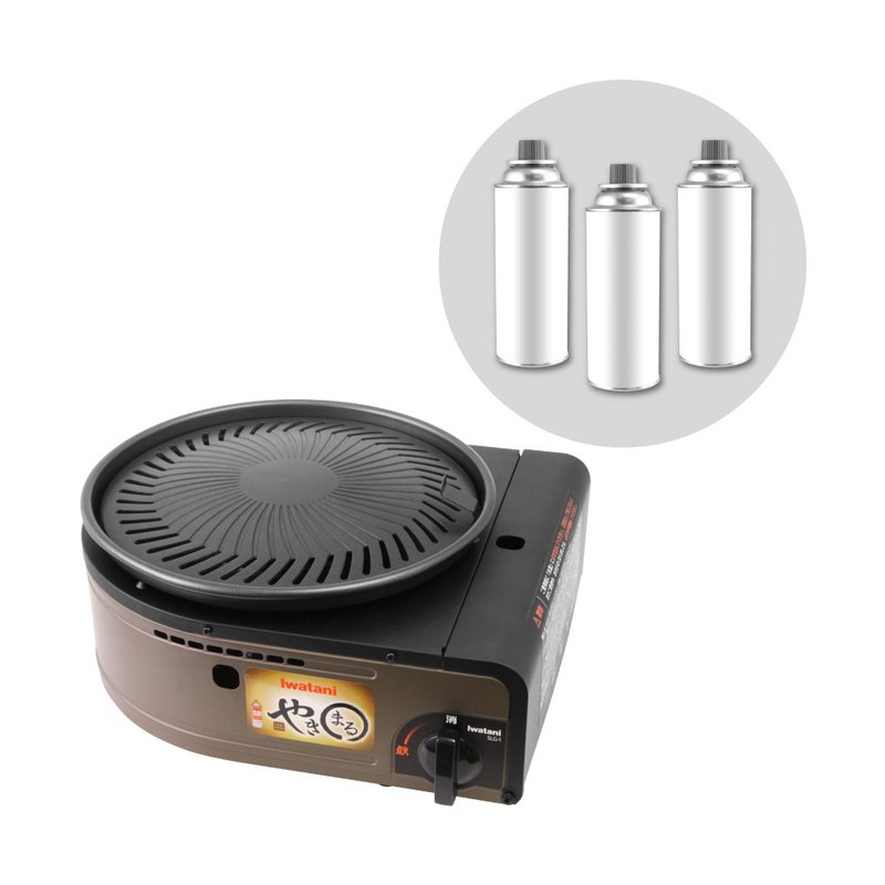 【Iwatani岩谷】日本圆型无烟烧烤磁式瓦斯炉1.0kW搭赠瓦斯罐3入 - 露营用品 - 其他材质 