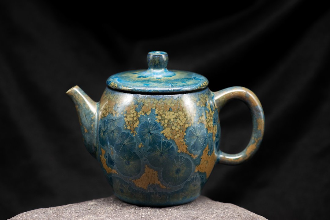 手拉坯结晶釉茶壶 - 茶具/茶杯 - 陶 