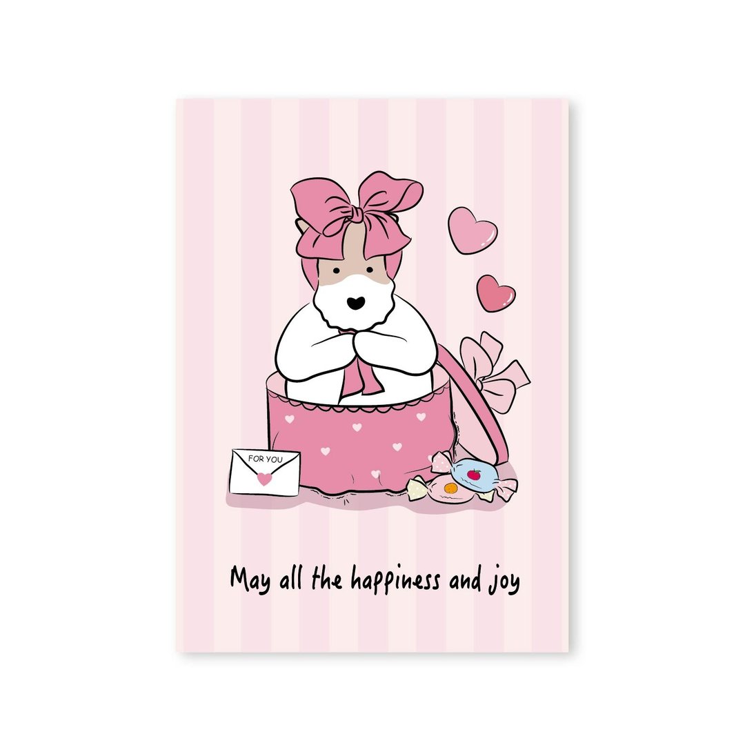 Wirefoxterrier 刚毛猎狐梗 明信片-我就是礼物 - 卡片/明信片 - 纸 粉红色