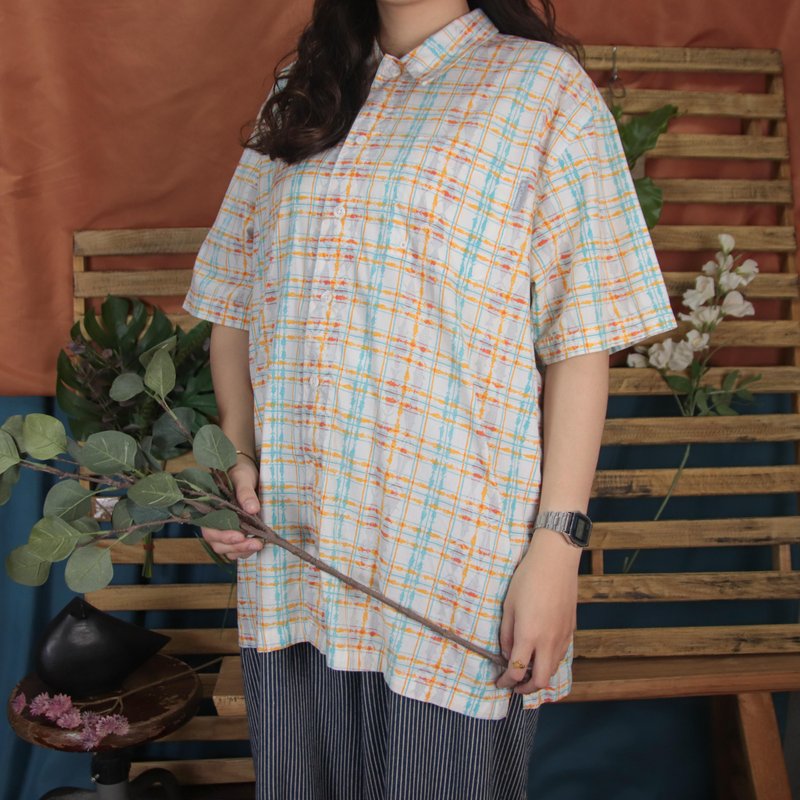 Columbia古着钓鱼衬衫A01 格纹, 短袖 【Tsubasa.Y 古着屋】 - 女装衬衫 - 其他人造纤维 多色