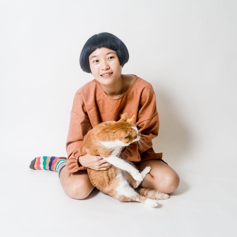 炸虾好好吃 / 澎澎洋装 / 橘色混纱布 - 洋装/连衣裙 - 羊毛 橘色