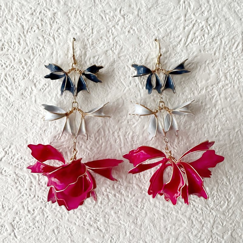 以花朵为灵感的金属丝配件 - 耳环/耳夹 - 其他金属 