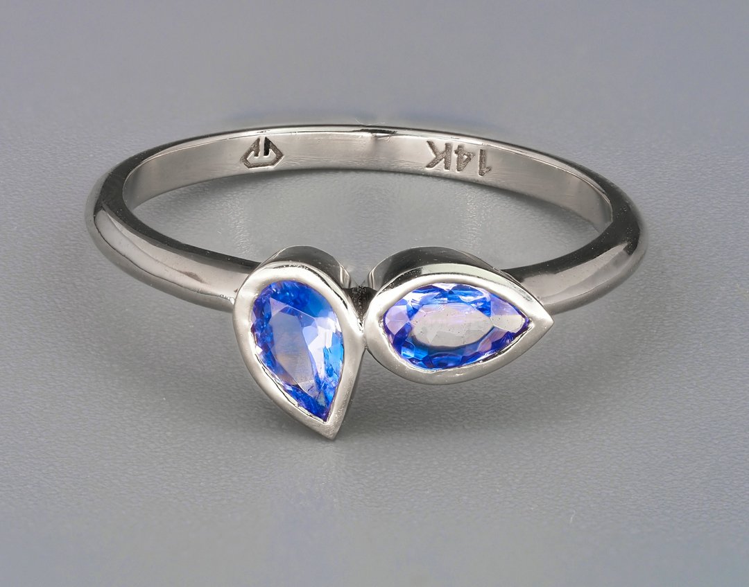 14k  gold ring with tanzanite - 戒指 - 贵金属 金色