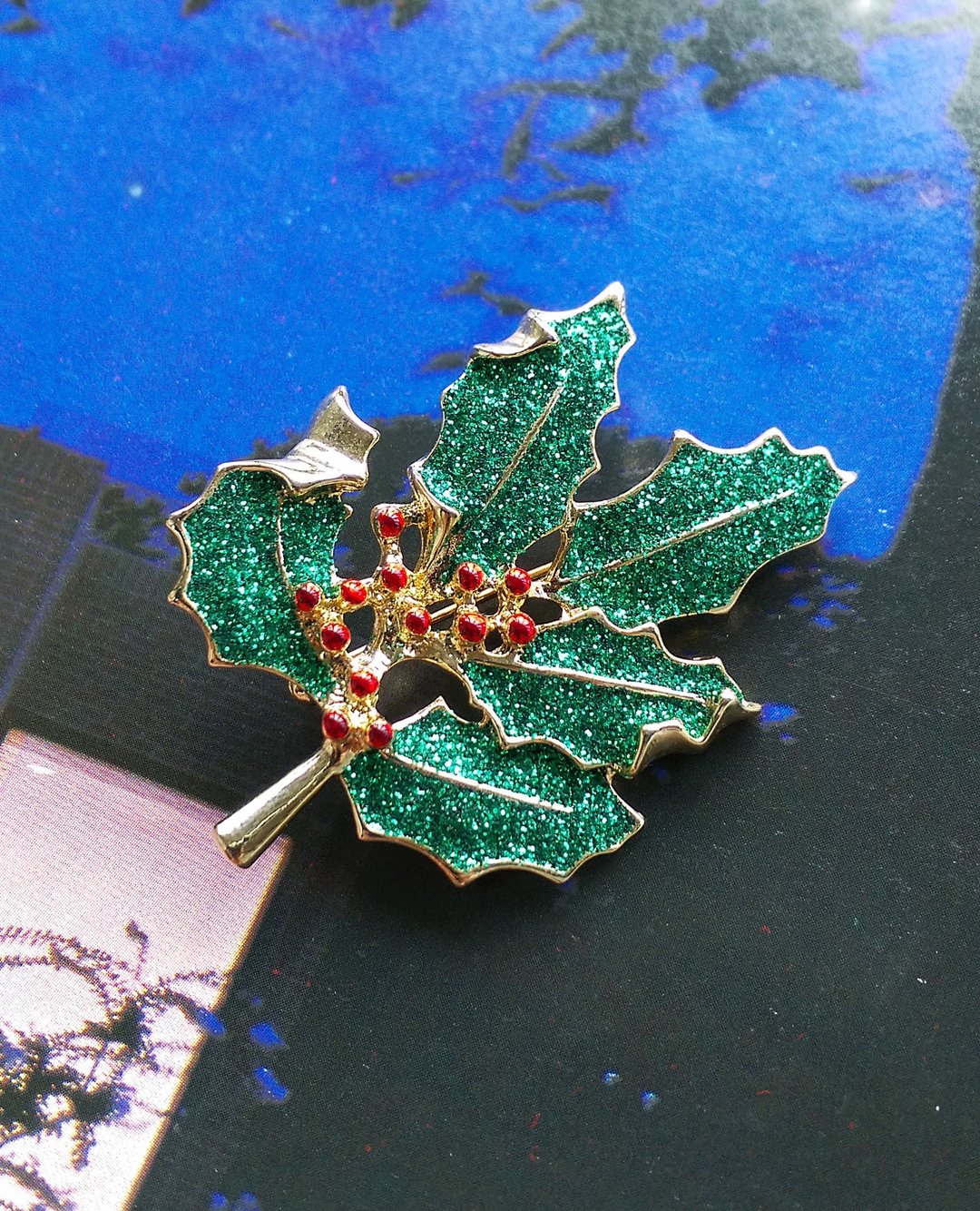 Vintage Jewelry 西洋古董饰品 圣诞冬青 别针 - 徽章/别针 - 其他金属 金色