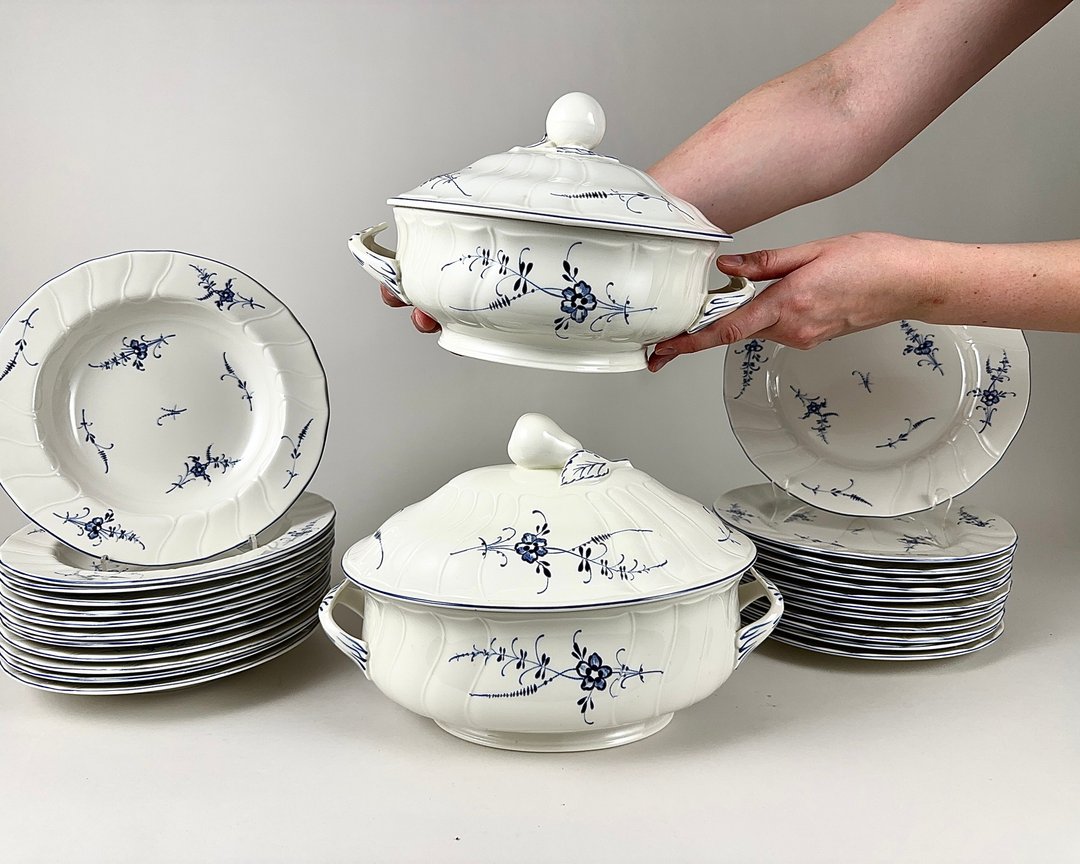 Villeroy & Boch 卢森堡餐具套装 12 件套复古瓷器 28 件 - 其他 - 瓷 蓝色