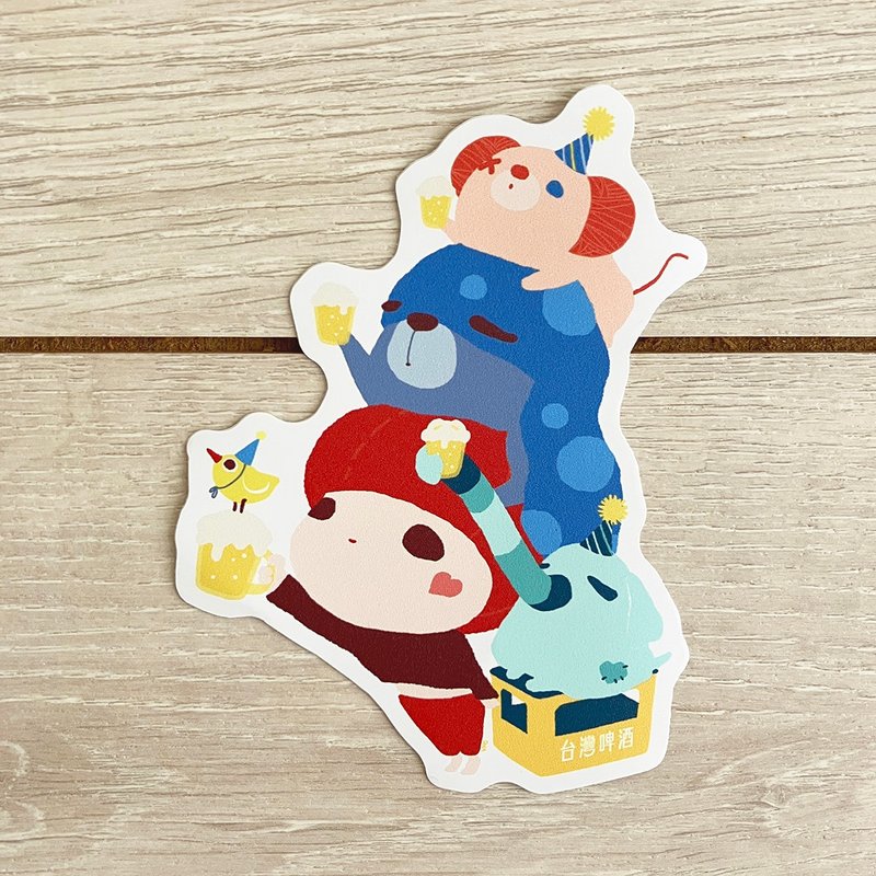 大张防水贴纸 / 干杯万岁 / 原创插画 / 五个翅膀 - 贴纸 - 防水材质 多色