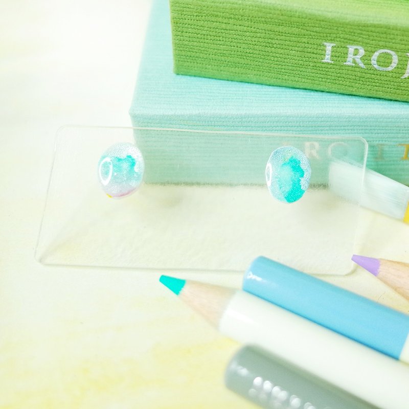 节气 大雪 手绘贴耳耳环 耳针/耳夹 - 耳环/耳夹 - 防水材质 绿色