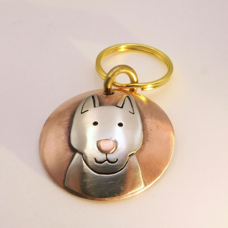 立耳狗狗/米克斯 - 铜制宠物名牌/狗牌 图案可定制 - 项圈/牵绳 - 铜/黄铜 多色