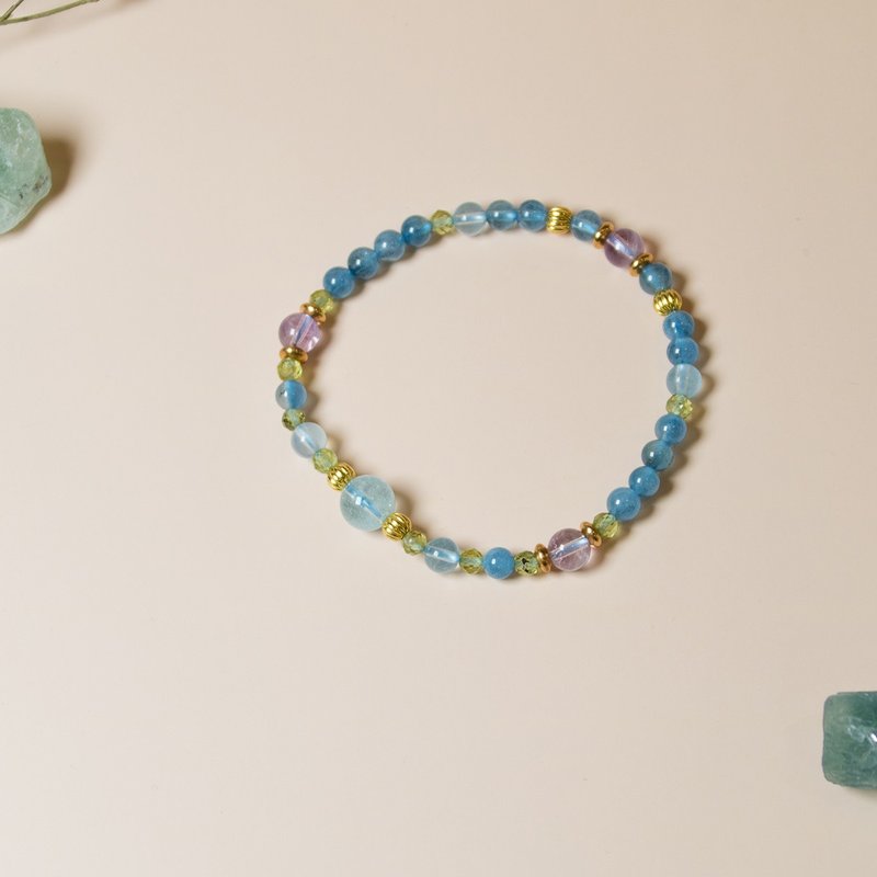 星座 射手座 蔚蓝航行 天然石水晶手链 海蓝宝 紫水晶 橄榄石 - 手链/手环 - 水晶 多色