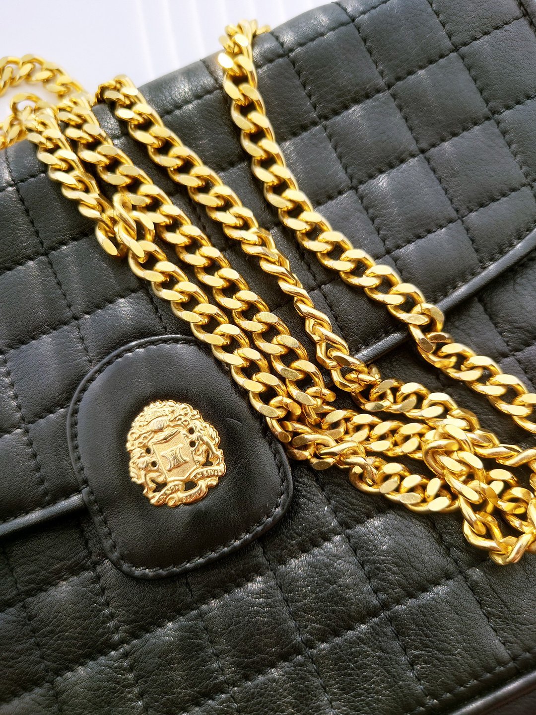 中古包 CELINE 皇家徽章 手拿包单肩包斜背包斜背包斜挎包链条包 - 侧背包/斜挎包 - 真皮 黑色