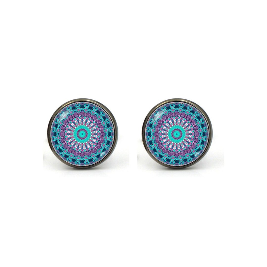 花圖案袖扣 Flower Pattern Cufflinks KC10190 ** 附送贈品 ** - 袖扣 - 其他金属 黑色