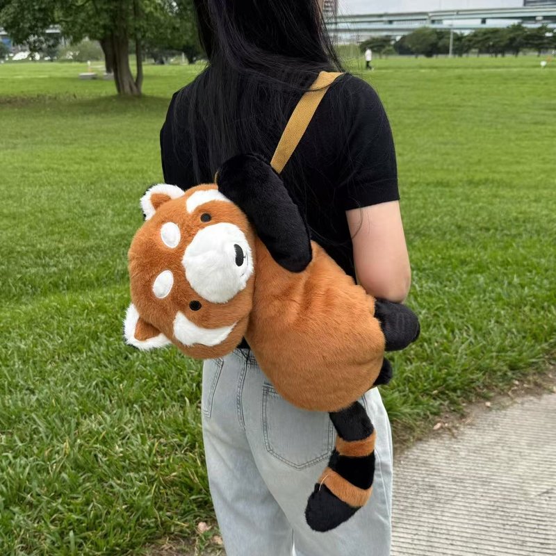 红熊猫/小猫熊绒毛造型后背包 - 酷乐村 现货贩售 - 后背包/双肩包 - 棉．麻 橘色