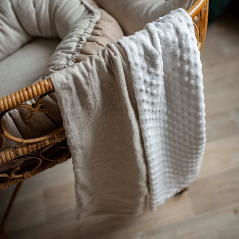 Linen (flax) Beige baby quilt – organic blanket - 婴儿床上用品 - 亚麻 咖啡色