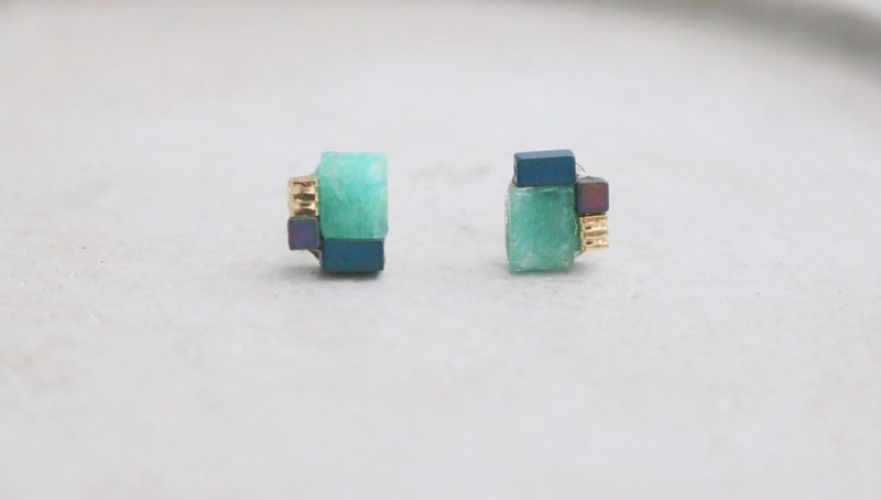 白玉 耳环 (0923) 结合 - 耳环/耳夹 - 宝石 绿色