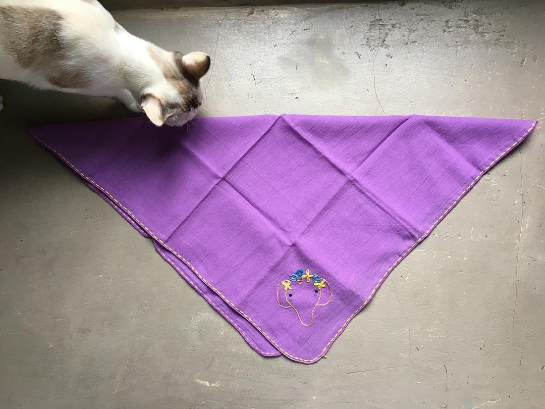 Hand Embroidery Thai Cotton Hanky - 其他 - 棉．麻 紫色