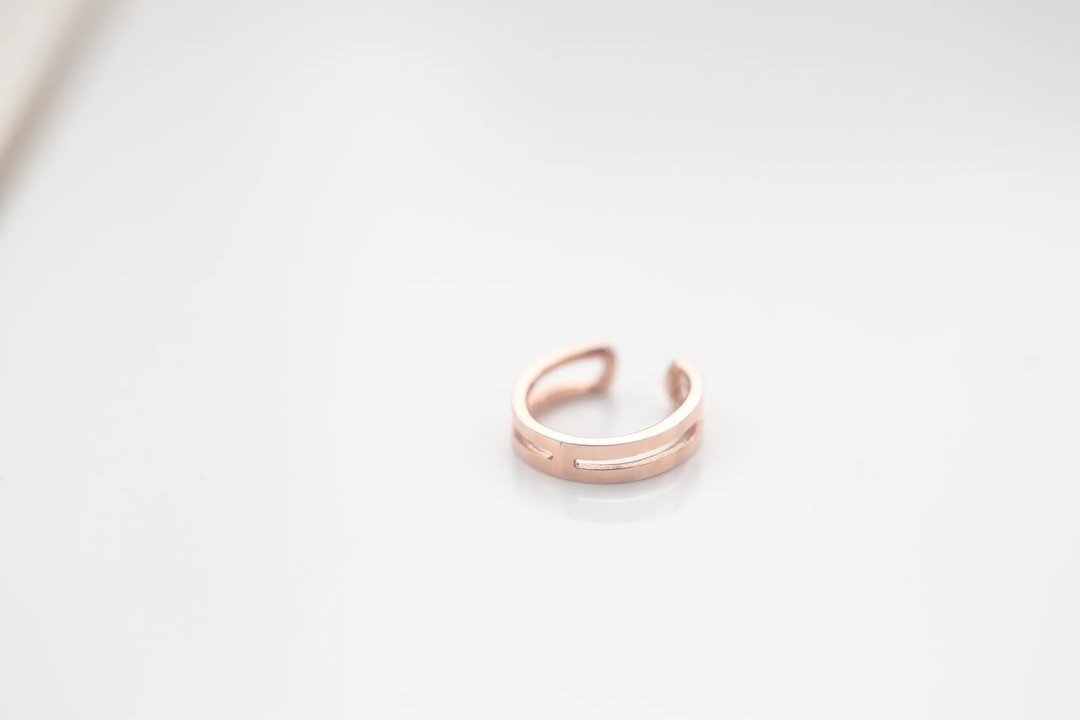 14K Double Cycle Cuff Earring 双环耳夹耳环 耳骨夹 不褪色 - 耳环/耳夹 - 贵金属 金色