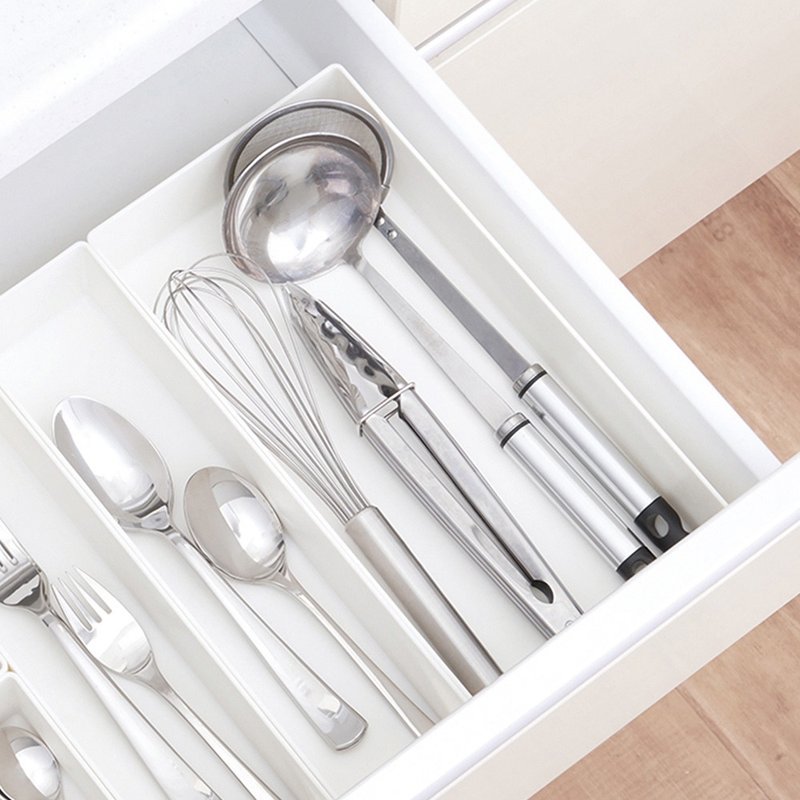 日本天马 抽屉分隔/镜柜用ABS化妆品餐具收纳篮-L-3入 - 收纳用品 - 塑料 白色