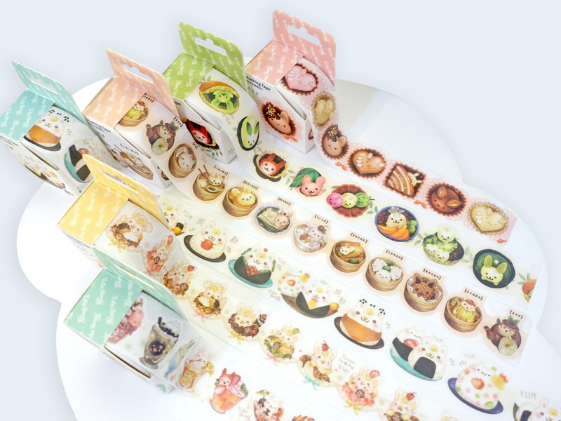 美食.兔.造型纸胶带.6入一组.限量 - 纸胶带 - 纸 多色