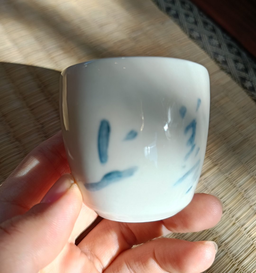 白瓷青花手拉坏1280度高温烧制  艺术家釉下彩手写茶杯 上善若水 - 茶具/茶杯 - 瓷 