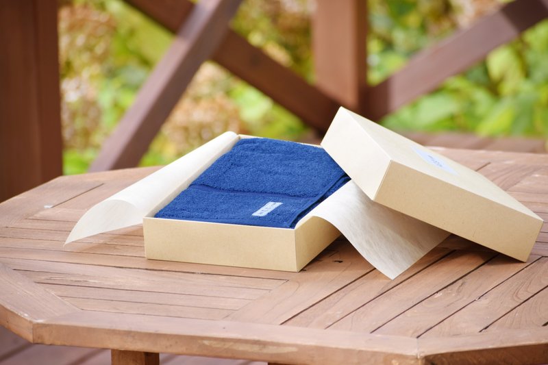 天然発酵蓝染毛巾 小款 - 毛巾浴巾 - 棉．麻 蓝色