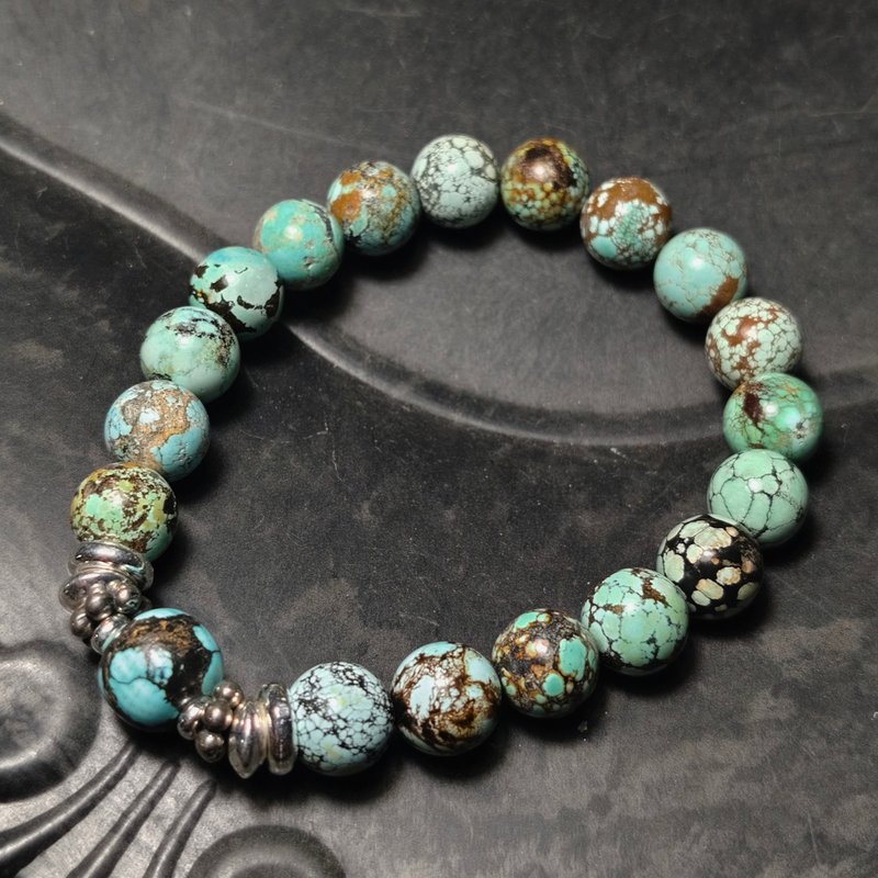 9+m绿松石银手链 主石老型绿松石 - 手链/手环 - 宝石 绿色