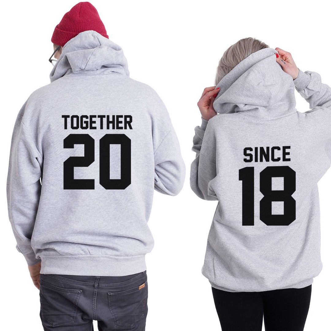 Together Since 定制化 帽T 灰色 刷毛 下订告知年份礼物情人 - 中性连帽卫衣/T 恤 - 其他材质 灰色