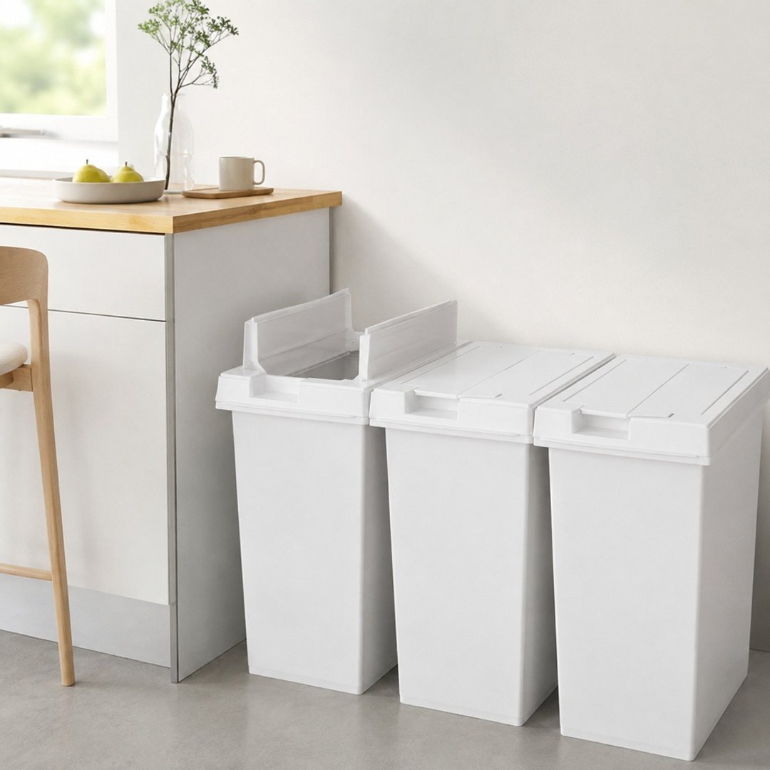日本 TONBO UNEED 系列翻盖对开垃圾桶 45L - 垃圾桶 - 塑料 
