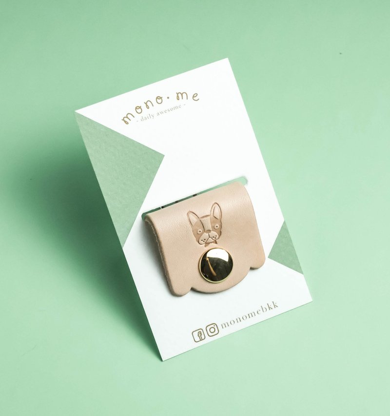 SET for 2 -Cable organizer, leather cord wrap, earphone holder made from leather, free personalized name stamp - 卷线器/电线收纳 - 真皮 金色