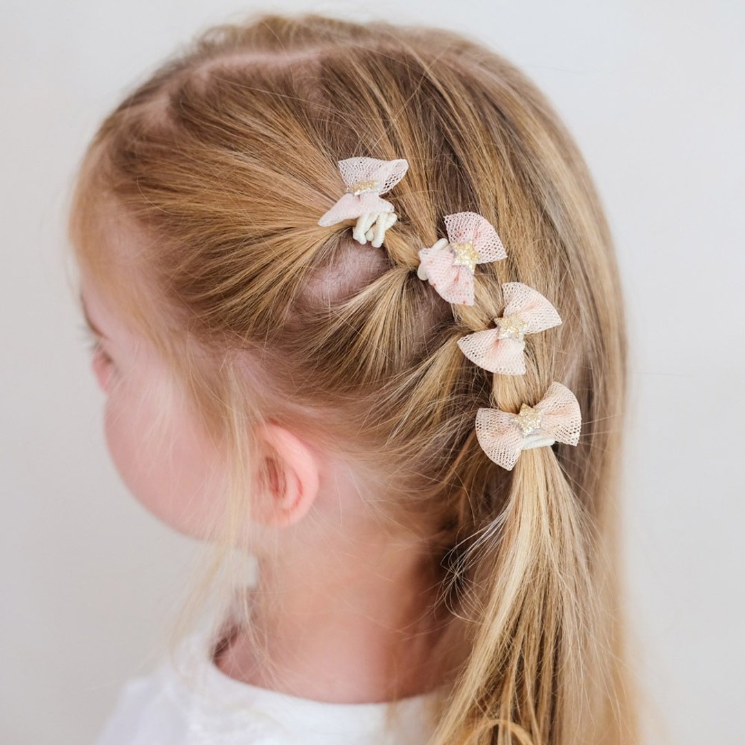 英国 Mimi & Lula_AW26_芭蕾梦境 - 纱质蝴蝶结迷你发束 8 入 - 婴儿饰品 - 聚酯纤维 