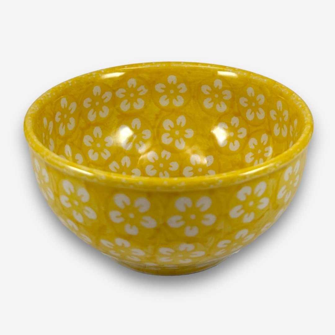 波兰手绘手工陶-饭碗 13cm 传统图腾系列 黄色 设计师款 - 碗 - 陶 黄色