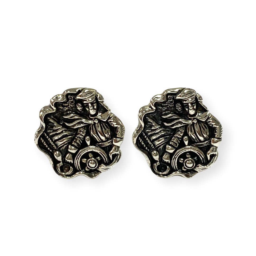 Nautical Sailor Ship Wedding Cufflinks For Groom 925 Sterling Silver - 袖扣 - 纯银 银色