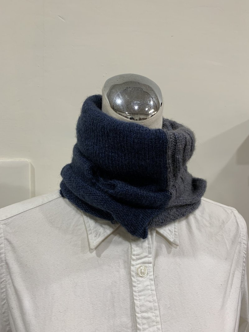 说不尽的好围巾。帽子。围脖。中性款。优质瑞士线深蓝/灰 - 围巾/披肩 - 羊毛 