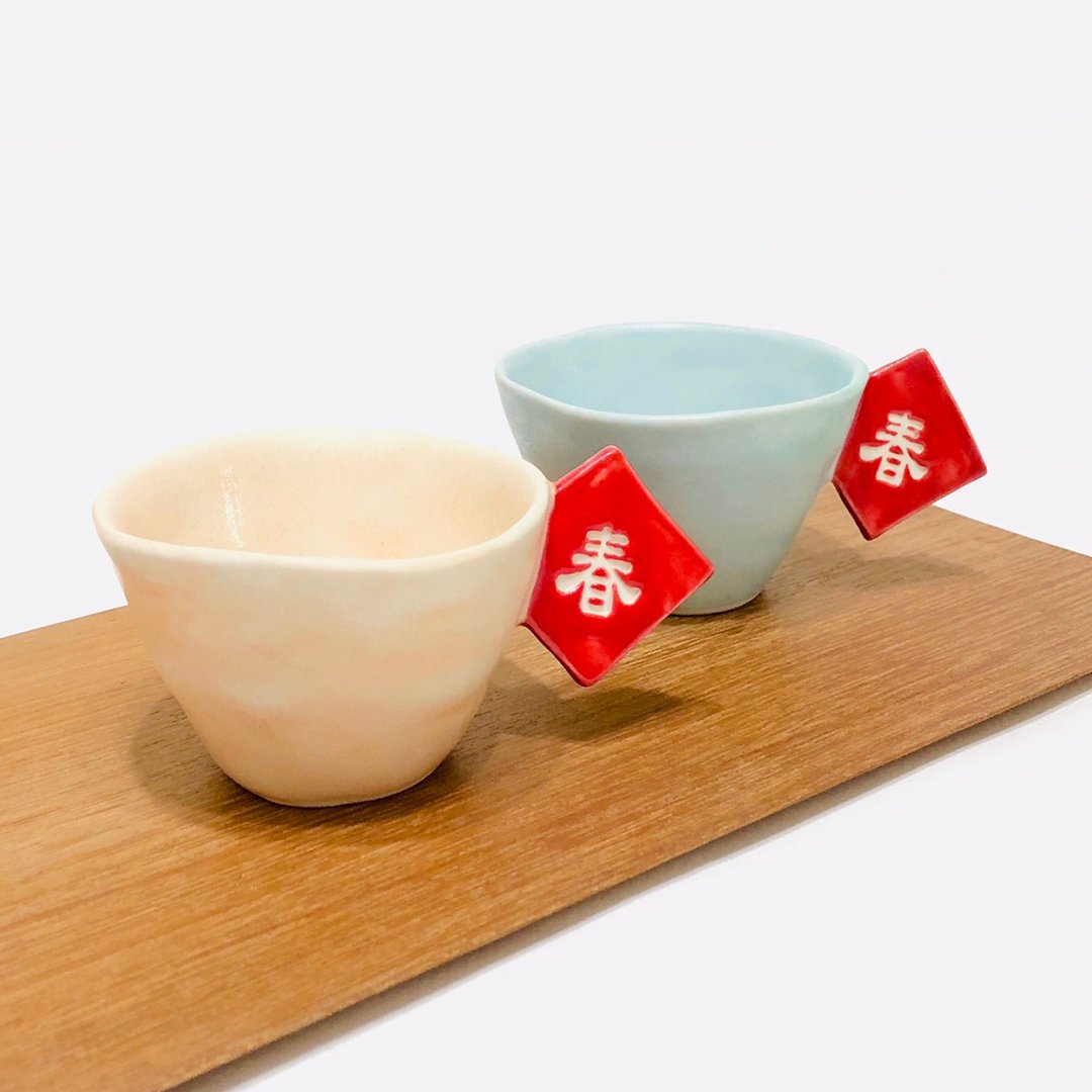 春光佐茶(粉蓝2入)  / 手作陶瓷茶杯 / 咖啡杯 / 台湾礼物 - 茶具/茶杯 - 瓷 多色