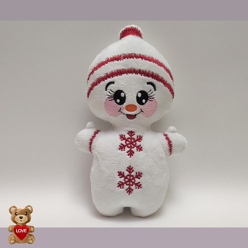 个性刺绣毛绒毛绒玩具圣诞雪人 - 玩偶/公仔 - 其他金属 白色