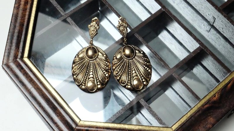 法国复古甲虫垂坠耳夹 - 耳环/耳夹 - 其他金属 金色