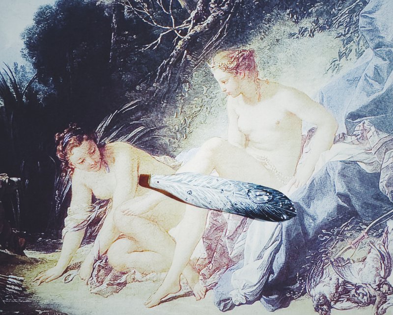 木刻手绘坠饰 - 羽毛 - 其他 - 木头 黑色