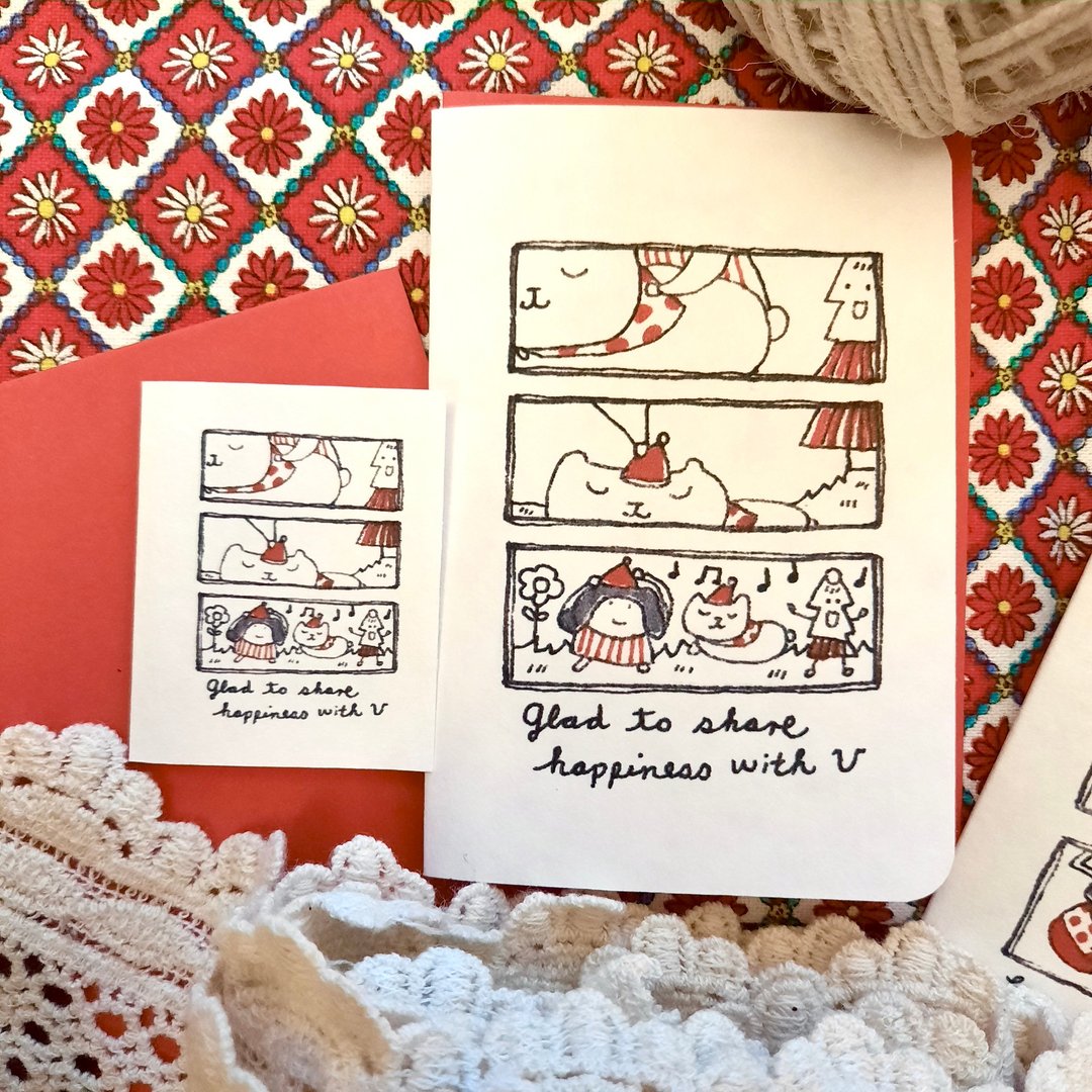 圣诞卡/心大心细心意卡/齐赏齐落Glad to share happiness with U - 卡片/明信片 - 纸 红色