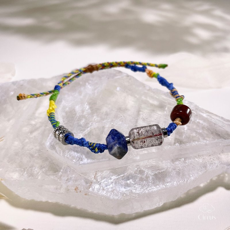 共存 无编界系列 黑草莓晶|蓝纹石|氂牛骨|水晶编织手链 M03 - 手链/手环 - 水晶 多色