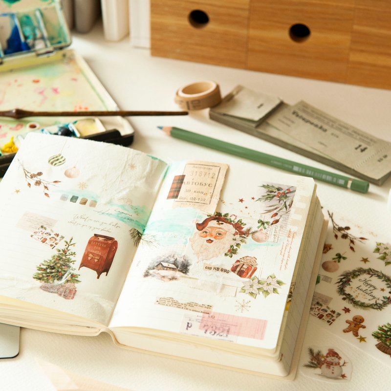 【Print-On Stickers 转印贴纸】圣诞限定 No.27~30 - 贴纸 - 其他材质 绿色