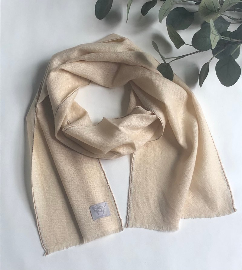 Pashmina hand woven mini scarf - 丝巾 - 羊毛 卡其色