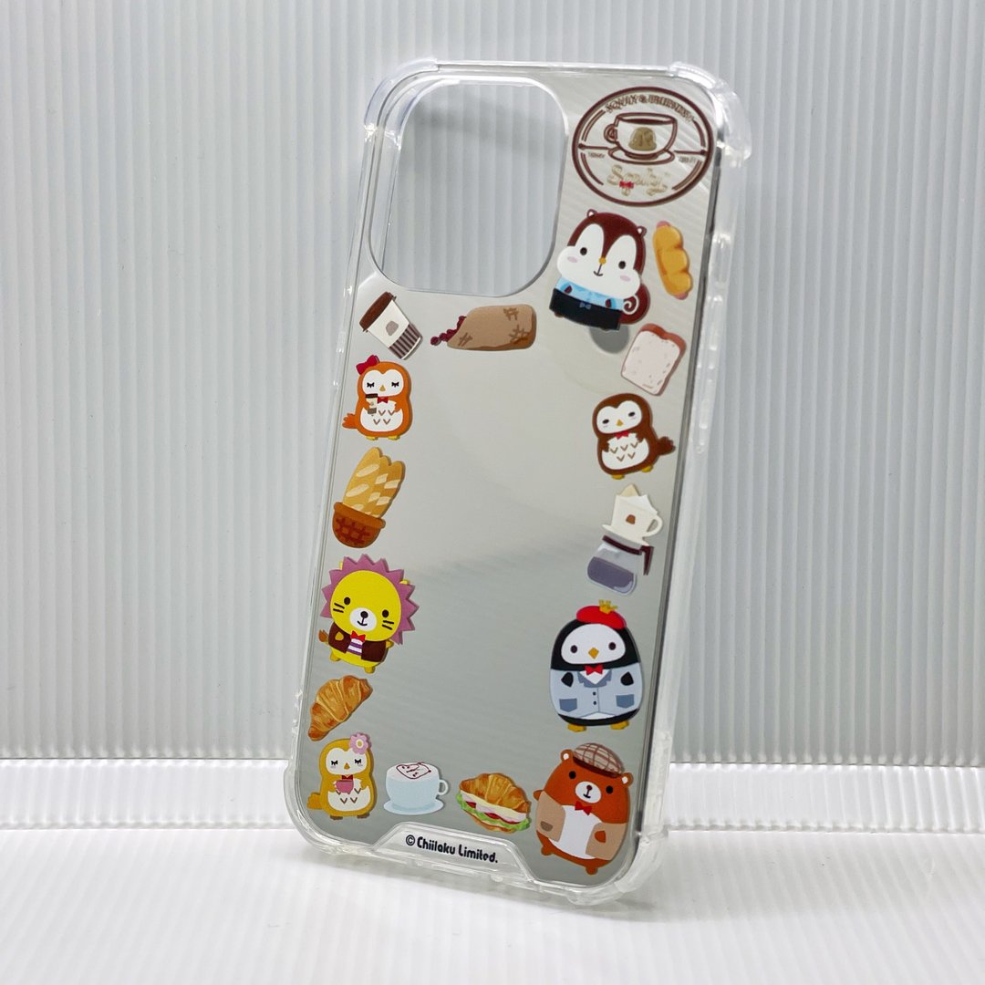 iPhone TPU 软胶边框电镀银镜面手提电话壳 (咖啡馆) - L012SQE - 手机壳/手机套 - 塑料 银色