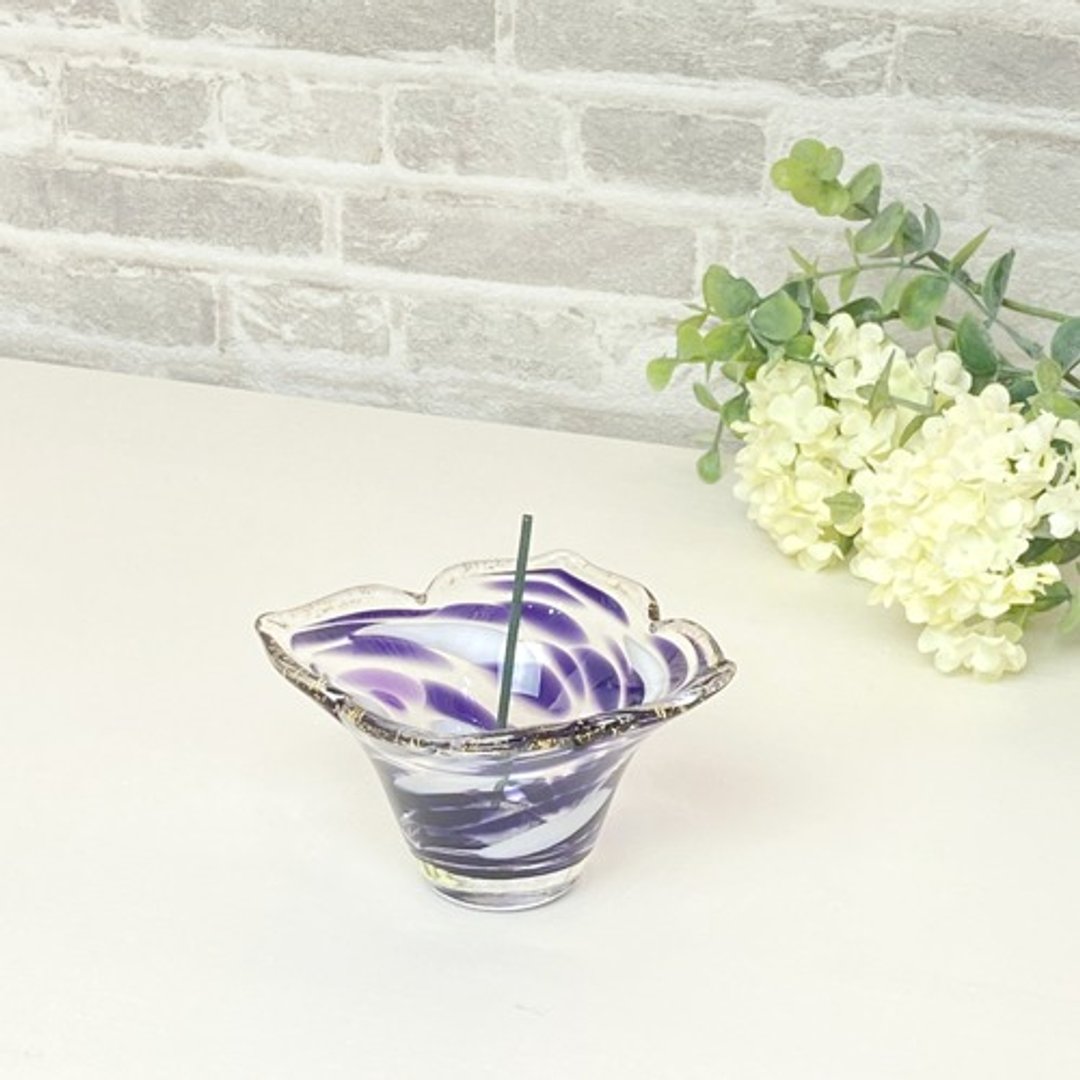 绣球花器 / 高级感紫色 / 饰品收纳盒．香座 / 附蜻蜓钮扣与线香 - 其他 - 玻璃 