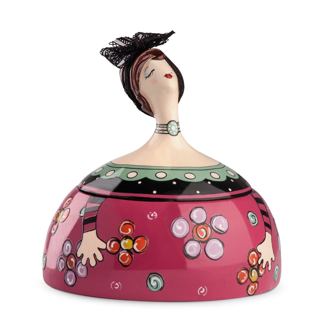 意大利EGAN- 玩偶系列 珠宝盒 桃红少女 18X18CM - 收纳用品 - 陶 红色